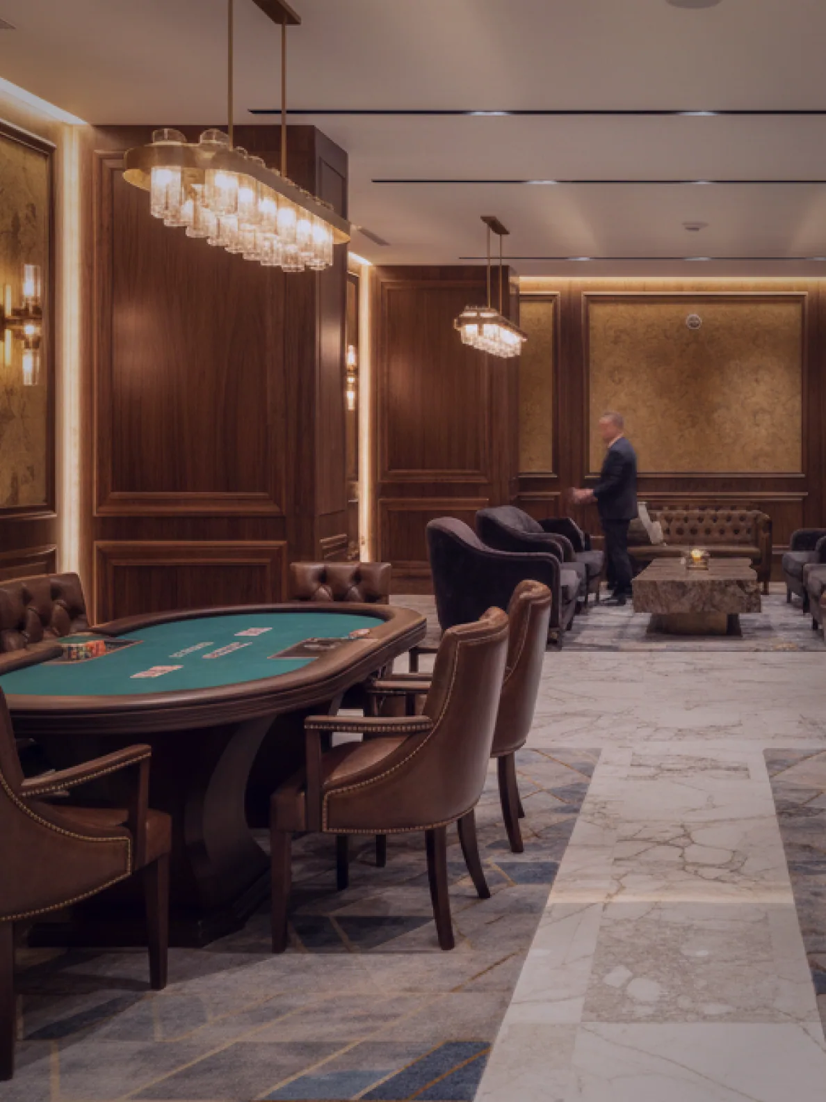 Sala restauracji wieczorową porą